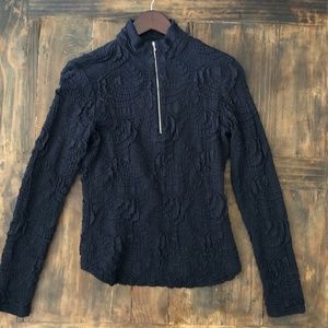 Sno skin Sport Braided Jacquard 1/4 Zip Navy NWOT